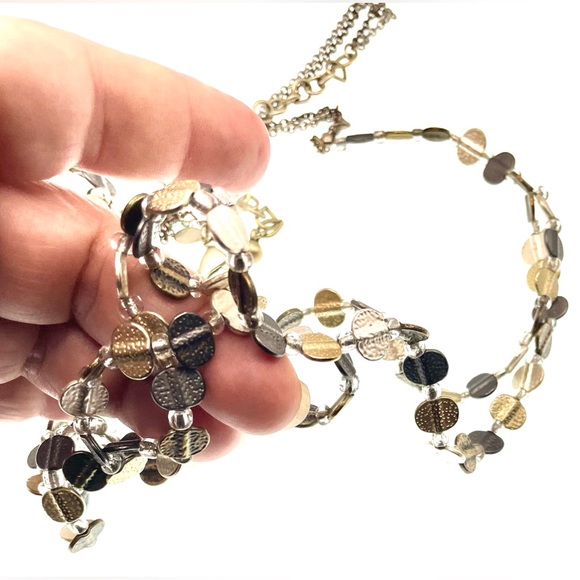 3 for $30 Chico’s Signed Silver Tone Long Double Strand Small Beaded Necklace - Picture 7 of 8